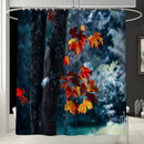 1.8M Maple Prints Bath Shower Curtain Fabric Bathroom Decor Set with 12 Hooks