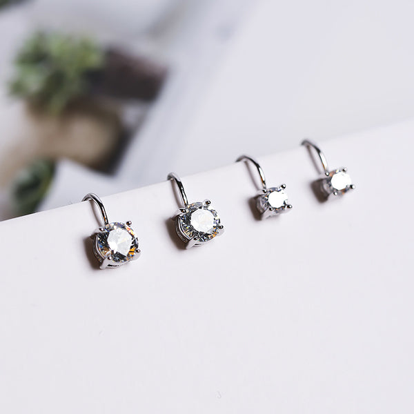 Trendy Geometric Zircon No Piercing Clip Earrings Elegant Earring Gift for Women