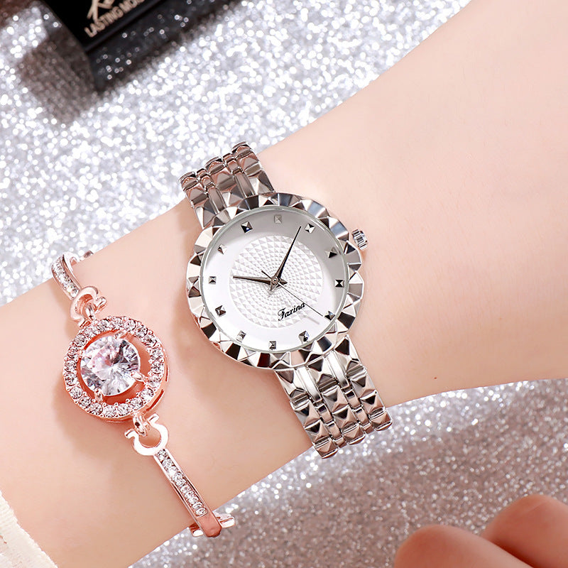 Deffrun Full Steel Case Casual Style Women Wrist Watch Clock Quartz Watches