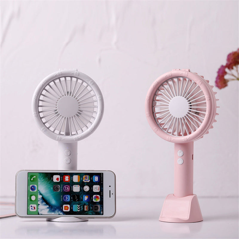 Handheld Table Lamp Fan Mini Portable USB Charging Mobile Phone Holder Desktop 3 in 1 Lighting