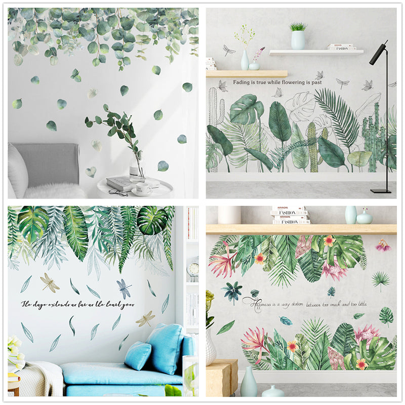 DIY Tropical Leaves Plant Flower Wall Sticker Art Home Decor Office Decal Mural