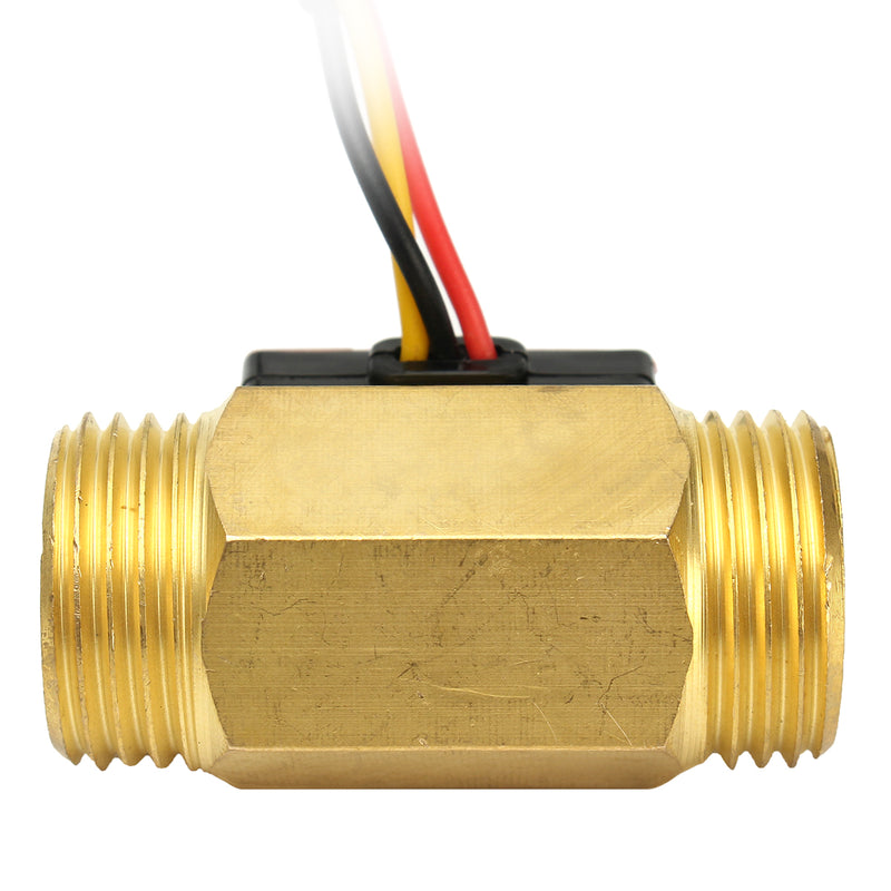 Full Copper Water Flow Sensor 1.75Mpa G1/2 Pulse Hall Flow Meter Switch 1-25L/Min