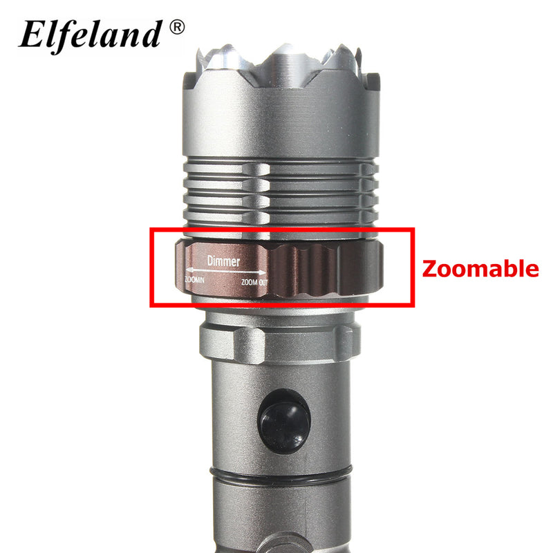 Tactical LED Flashlight 2500LM Rechargeable Zoomable T6 Torch 18650 Battery