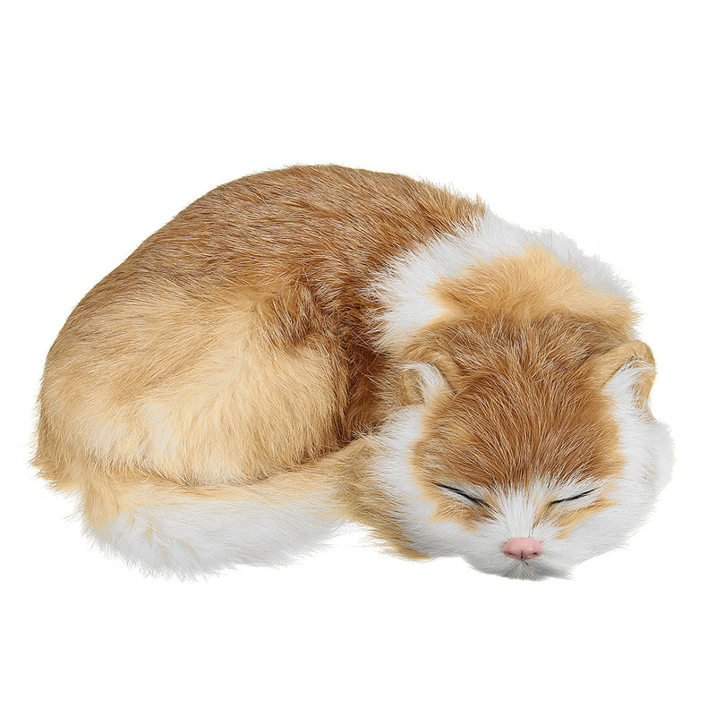 Realistic Sleeping Cat Lifelike Plush Fake Kitten Fur Furry Animal Figurine Toys Home Decorations