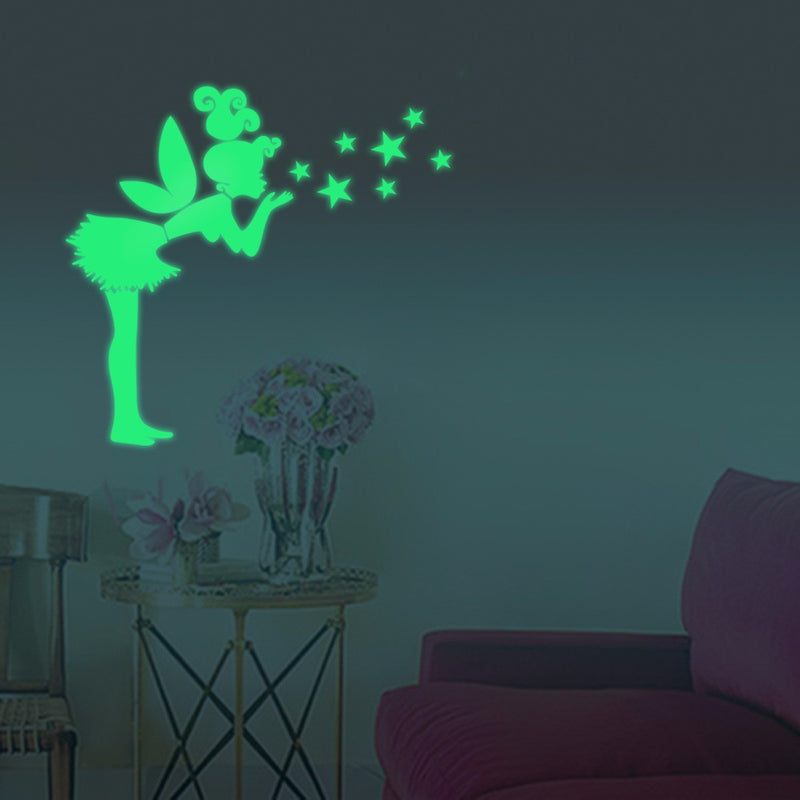 Honana DX-147 57x70cm Fluorescent Glow Angel Blew The Stars Wall Sticker