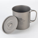 Campleader 450ml Titanium Cup Foldable Handle Water Drinking Mug With Cover Outdoor Camping