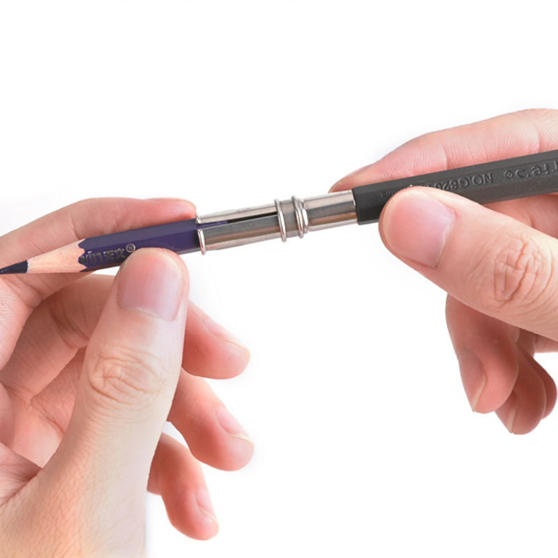 Pencils Extender with Pencil Sharperner Adjustable Rotating Pen Case Pen Holder