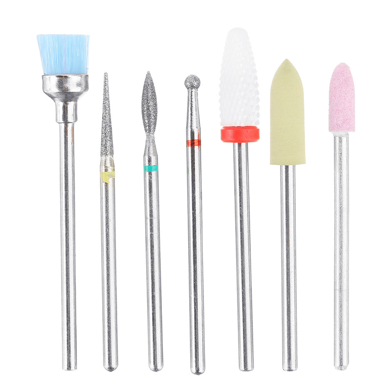 7Pcs Ceramic Nail Drill Bits Set Milling Cutter for Manicure Gel Removal Nail Art Set