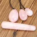 3Pcs Natural Rose Quartz Yoni Egg Kegel Exercise 100mm Massage Stick Manual Massager