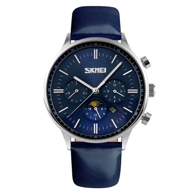 SKMEI 9117 Business Style Waterproof Men Wrist Watch Leather Strap Quartz Watches