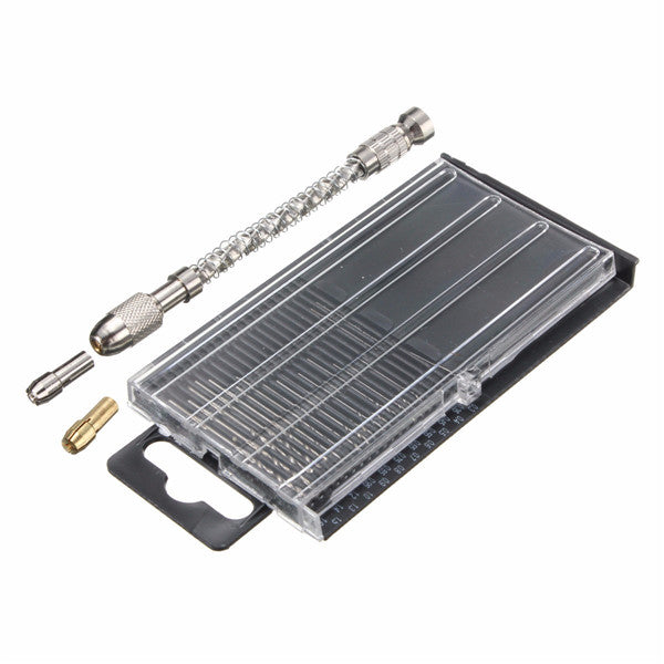 21pc Mini 0.3-1.6mm HSS Twist Micro Drill Bits with Aluminum Hand Drill