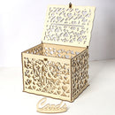 DIY Wedding Gift Cards Box Wooden Money Storage with Lock Decor Supplies