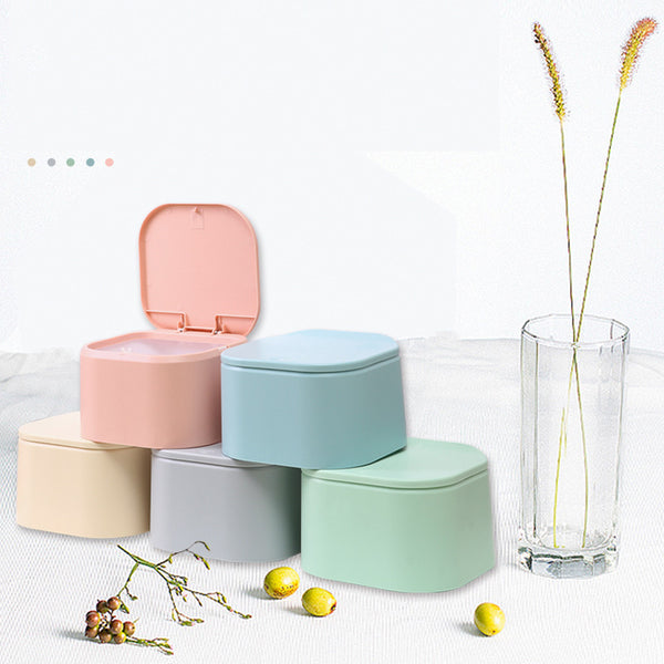 4L Desktop Push-type Flip Cover Nordic Small Trash Can for Home and Offices