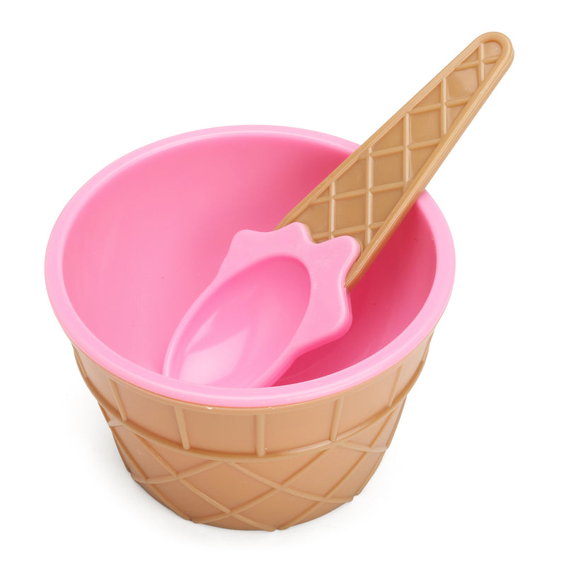 6PCS Children's Plastic Ice Cream Bowls Spoons Set Durable Ice Cream Cup Dessert Bowl