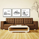 Miico ALTB Hand Painted Three Combination Decorative Paintings Architecture Wall Art For Home Decoration