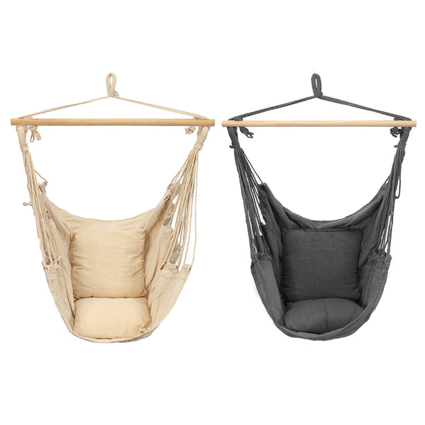 Deluxe Hanging Hammock Chair Swing INCLUDES Soft Cushions Outdoor Camping Frame