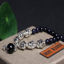 Unisex Vintage Multilayer Beads Crystal Bracelet Ethnic Blue Sandstone Lucky Bracelets