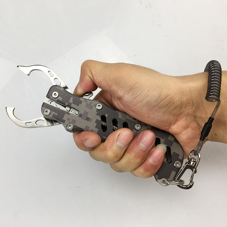 ZANLURE 304 Stainless Steel Camouflage Fish Pliers Fishing Gripper Fish Tackle Outdoor Portable Fishing Tool-Grey/Green