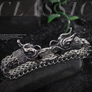 Cool Heavy Stainless Steel Silver Dragon Head Cuff Bangle Men's Bracelet