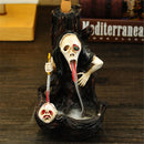 Skull Shape Resin Backflow Incense Burner Tower Statue Figurine Ghost Head Home Decor