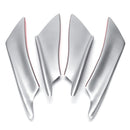 4pcs Universal Plastic Silver Car Body Front Bumper Splitter Canards Fin Exterior