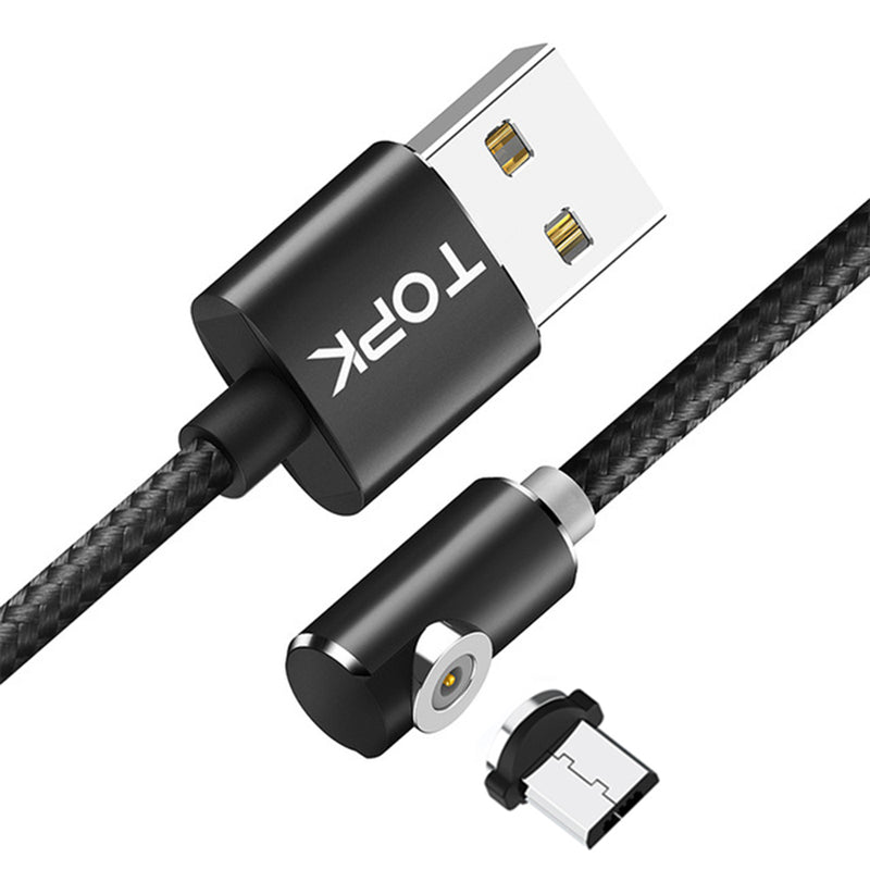 TOPK 2.1A Magnetic Elbow Micro USB  Fast Charging Data Cable For Xiaomi HUAWEI Honor Android Phone