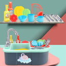 Kids Girls Kitchen Sink Pretend Play Toys Set Real Working Faucet & Washing Tools
