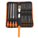 Drillpro 16/18Pcs Carbon Steel Files Set Flat/Triangle/Half-round/Round Large File and Needle Files, Soft Rubbery Handle for Woodworking Shaping