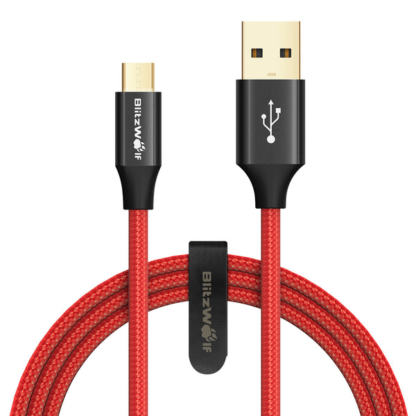 BlitzWolf AmpCore Turbo BW-MC7 + BW-MC8 2.4A Braided Durable Micro USB Charging Data Cable 3ft/0.9m + 6ft/1.8m