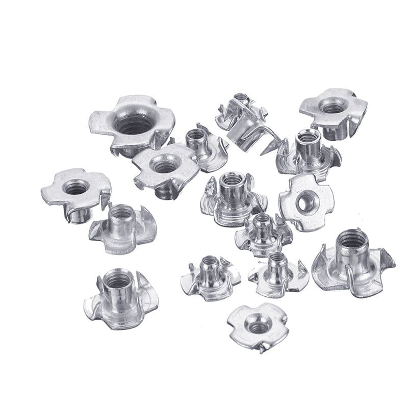 Suleve 80Pcs Zinc Plated Steel T-Nut 4 Pronged Tee Blind Insert Nuts Assortment M3/M4/M5/M6/M8