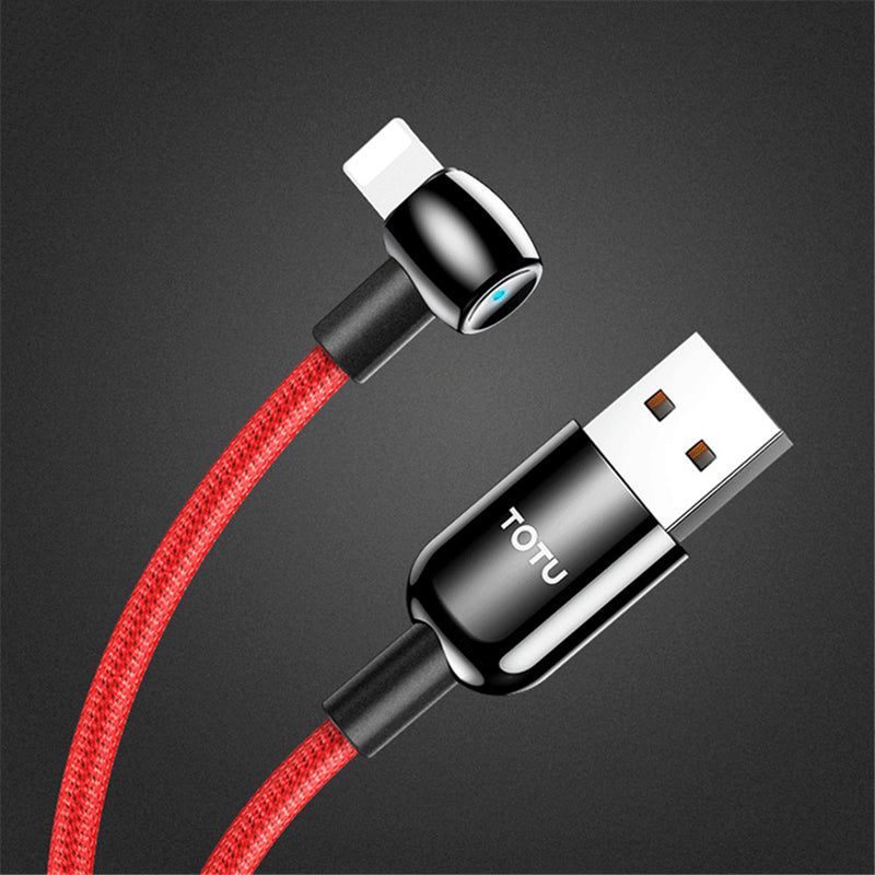 TOTU 2.4A Lightning LED Indicator Fast Charging Data Cable For iPhone XS XR 8 Plus 11Pro iPadPro iPadAir