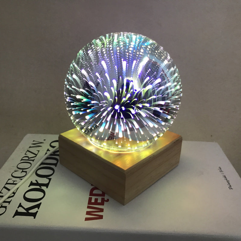 Novelty 3D Magic Glass Ball Sphere Fairy Tale Starry Sky Romantic Fireworks Light Table Lamp