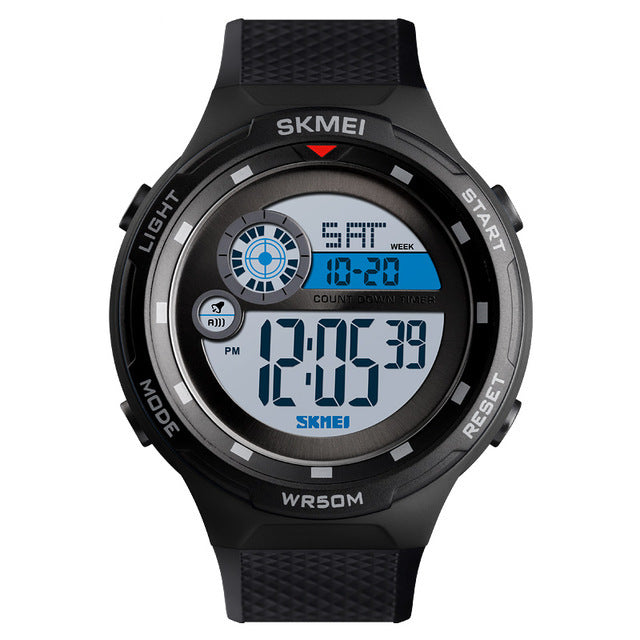 SKMEI 1465 50M Waterproof Countdown Outdoor EL Light Sports Digital Watch Men Wrist Watch