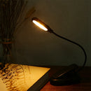 LUSTREON USB Rechargeable Flexible 1W 5 LED Clip Reading Night Light 3 Brightness Modes Table Lamp
