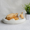 Realistic Sleeping Cat Plush Lifelike Figurine Animal Simulated Model Toys
