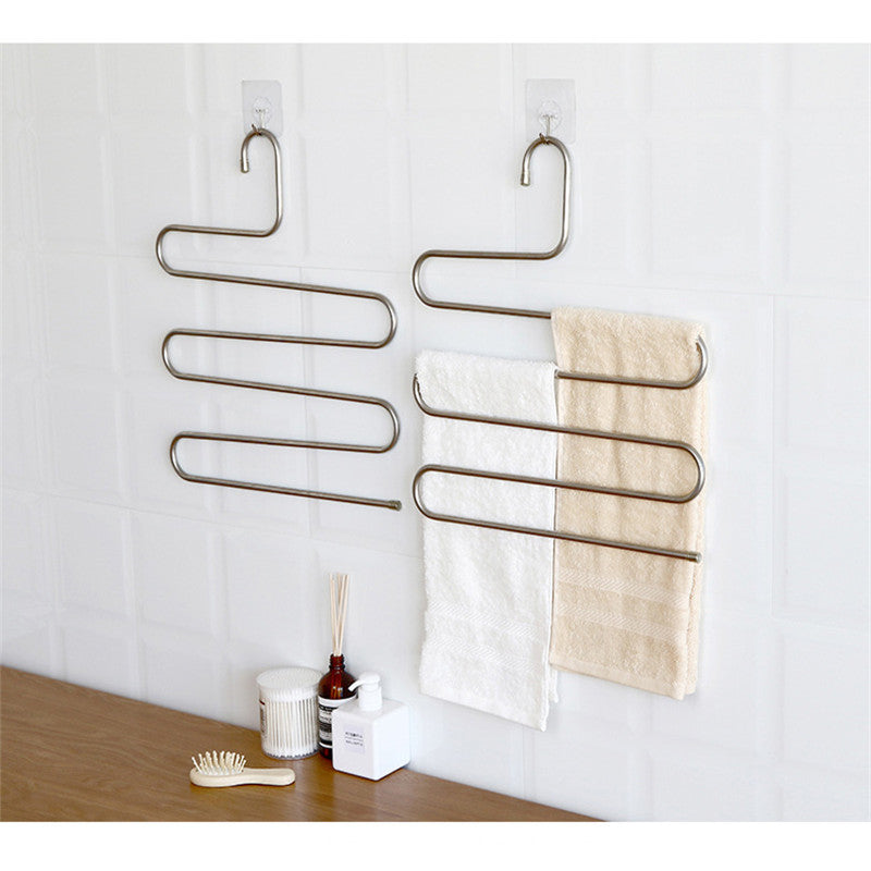 Mrosaa 5 layers S Shape MultiFunctional Clothes Hangers Pants Storage Hangers Cloth Rack Multilayer Storage Cloth Hanger