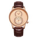 Fashion Dial Organ Stripe Two Creative Dial Leather Men Watch Classic Quartz Watch