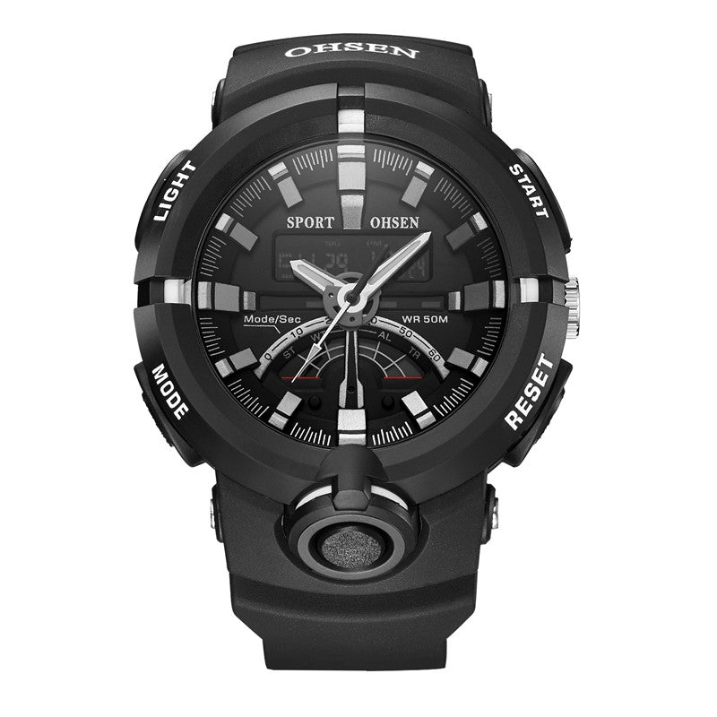 OHSEN AD1702 Dual Display LED 50M Waterproof Men Quartz Digital Watch
