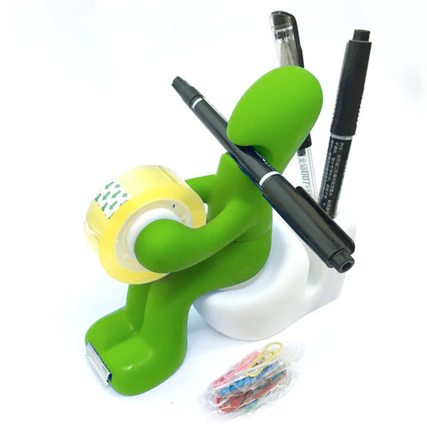 Multifunctional Toilet Shape Tape Dispenser Office Stationery Magnetic Storage Box Pen Holder
