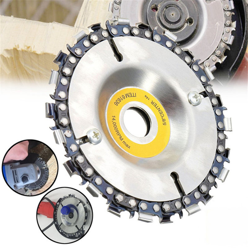 4 Inch Wood Carving Disc 22 Links Dual Saw Teeth Disc Cut For 100/115 Angle Grinder