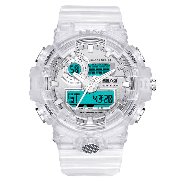 SBAO 8018 Waterproof LED Display Dual Display Watch Transparent Digital Watch