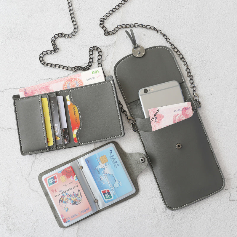 Three-piece Women PU Leather Transparent Pouch Card Holder Shoulder Bag Wallet Storage Pouch