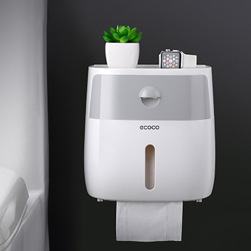 Ecoco Double Layer Toilet Paper Holder Waterproof Tissue Box Wall Mounted Toilet Roll Dispenser Portable Toilet Paper Holders