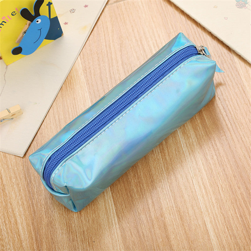 Holographic Stationery Pen Pencil Bag Larger Capacity Case Zip Makeup Cosmetic
