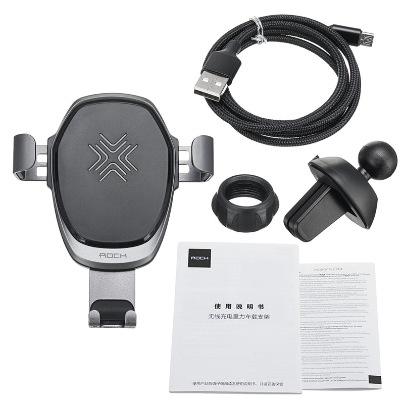 Qi Wireless 360 Gravity Car Fast Charger Mount Holder for iPhone X 8 for Samsung Note 8