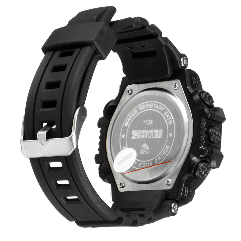 SKMEI 1129 Men Waterproof Sport Army Alarm Date Solar Power Black Wrist Watch Digital Watch