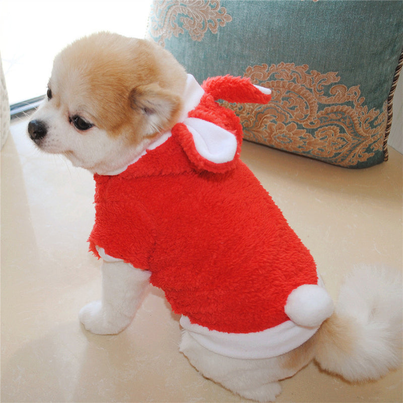 Christmas Pet Clothes Fashion Cute Rabbit Plush Dog Apparel Pet Hoodie Costume Winter  Clothing