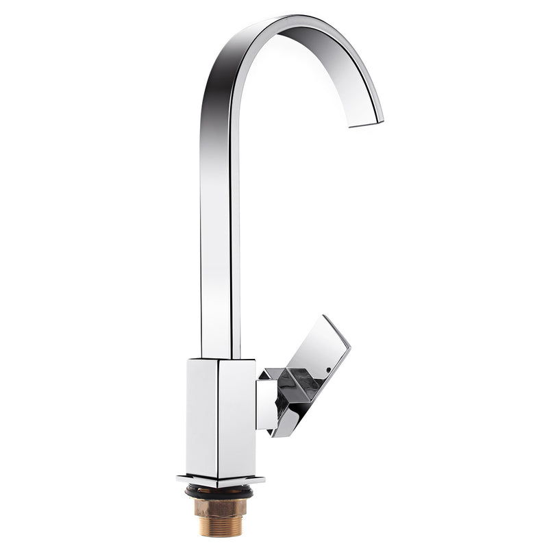 Square Single Lever Sink Faucet Mixer Tap SwiveI Spout Brass Kitchen Bathroom
