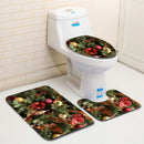 3PCS Bathroom Bath Mat Set Toilet Seat Cover Waterproof Bathroom Shower Curtain Chrismas Print