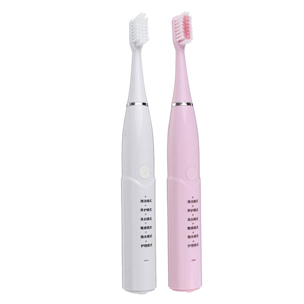 USB Charging Waterproof Soft Ultrasonic Electric Toothbrush 6 Vibration Modes W/ 8 Tips Oral Whitening Care